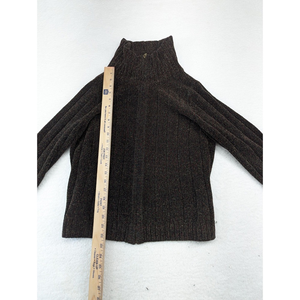 Evan Picone Acrylic Blend Sweater Women's Black Brown Red Long Sleeve Full Zip S - Picture 3 of 7